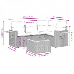 5-tlg. Garten-Sofagarnitur mit Kissen Beige Poly Rattan