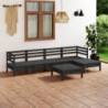 6-tlg. Garten-Lounge-Set Lambrecht Massivholz Kiefer Schwarz