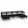 6-tlg. Garten-Lounge-Set Maite Schwarz Massivholz Kiefer