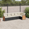 6-tlg. Garten-Sofagarnitur mit Kissen Schwarz Poly Rattan