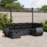 6-tlg. Garten-Sofagarnitur mit Kissen Schwarz Poly Rattan