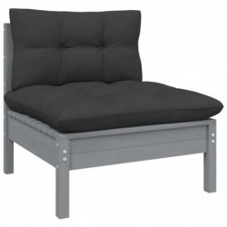 4-tlg. Garten-Lounge-Set Gerhard mit Anthrazit Kissen Kiefernholz