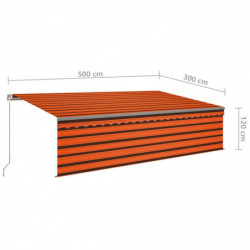 Markise Manuell Einziehbar mit Rollo 5x3 m Orange & Braun