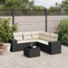 6-tlg. Garten-Sofagarnitur mit Kissen Schwarz Poly Rattan