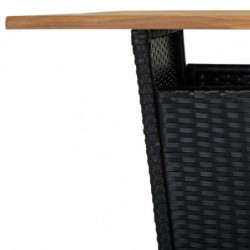 5-tlg. Gartenbar-Set Janis mit Kissen Poly Rattan Schwarz