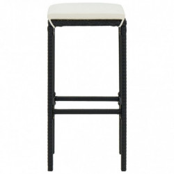 5-tlg. Gartenbar-Set Janis mit Kissen Poly Rattan Schwarz