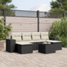 7-tlg. Garten-Sofagarnitur mit Kissen Schwarz Poly Rattan