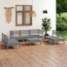 8-tlg. Garten-Lounge-Set Petrus Grau Massivholz Kiefer