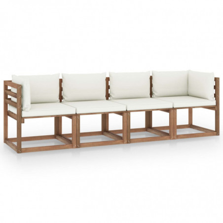 Garten-Palettensofa Tyler 4-Sitzer mit Kissen Kiefernholz Imprägniert