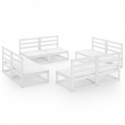 8-tlg. Garten-Lounge-Set Pharrell Weiß Kiefer Massivholz