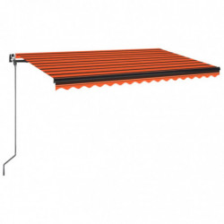 Markise Manuell Einziehbar mit LED 450x350 cm Orange und Braun