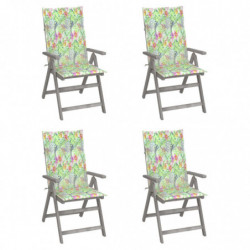 Verstellbare Gartenstühle 4 Stk. mit Auflagen Massivholz Akazie
