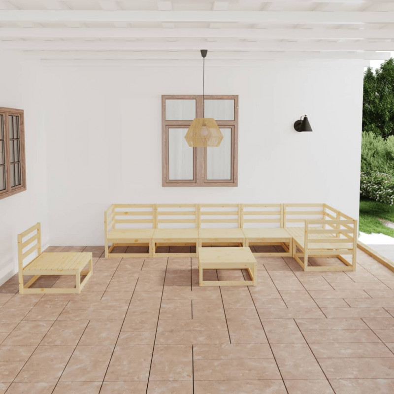 8-tlg. Garten-Lounge-Set Philia Massivholz Kiefer