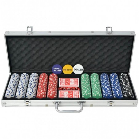 Poker Set mit 500 Chips Aluminium