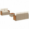 6-tlg. Garten-Sofagarnitur mit Kissen Beige Poly Rattan