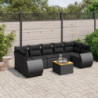 8-tlg. Garten-Sofagarnitur mit Kissen Schwarz Poly Rattan