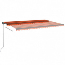 Markise Manuell Einziehbar mit LED 500x350 cm Orange & Braun