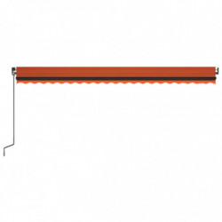 Markise Manuell Einziehbar mit LED 500x350 cm Orange & Braun