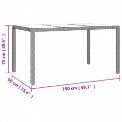 5-tlg. Garten-Essgruppe mit Kissen Schwarz Poly Rattan