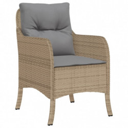 5-tlg. Garten-Essgruppe mit Kissen Beige Poly Rattan