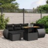 7-tlg. Garten-Sofagarnitur mit Kissen Schwarz Poly Rattan