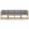4-Sitzer-Gartensofa mit Grauen Kissen