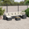 8-tlg. Garten-Sofagarnitur mit Kissen Schwarz Poly Rattan