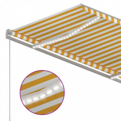 Markise Automatisch mit LED & Windsensor 3x2,5 cm Gelb & Weiß