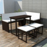 5-tlg. Garten-Essgruppe Janosch Stahl Poly Rattan Braun