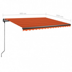 Markise Manuell Einziehbar mit LED 400x350 cm Orange Braun