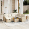 8-tlg. Garten-Sofagarnitur mit Kissen Beige Poly Rattan