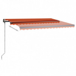 Markise Manuell Einziehbar mit LED 4x3,5 m Orange und Braun