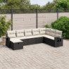 8-tlg. Garten-Sofagarnitur mit Kissen Schwarz Poly Rattan