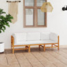 3-Sitzer-Gartensofa Berat mit Creme Kissen Massivholz Teak