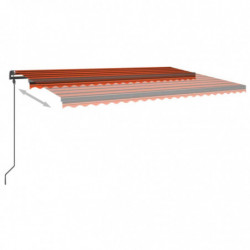 Markise Manuell Einziehbar mit LED 5x3 m Orange & Braun