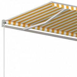 Markise Automatisch Einziehbar mit Pfosten 5x3,5 m Gelb Weiß