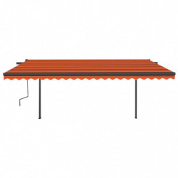 Markise Manuell Einziehbar mit Pfosten 5x3,5 m Orange Braun