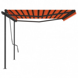 Markise Manuell Einziehbar mit Pfosten 5x3,5 m Orange Braun