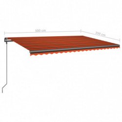 Markise Manuell Einziehbar mit Pfosten 5x3,5 m Orange Braun