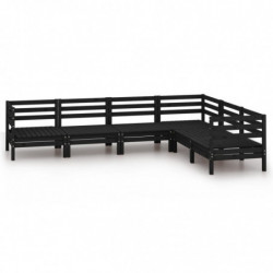 6-tlg. Garten-Lounge-Set Lancelot Massivholz Kiefer Schwarz