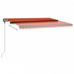 Markise Manuell Einziehbar mit LED 450x350 cm Orange und Braun