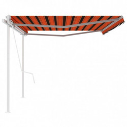 Markise Automatisch Einziehbar mit Pfosten 5x3,5 m Orange Braun
