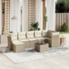 8-tlg. Garten-Sofagarnitur mit Kissen Beige Poly Rattan