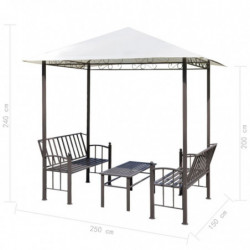 Gartenpavillon Ugo mit Tisch und Bänken 2,5x1,5x2,4 m