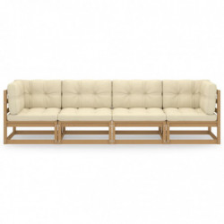 4-Sitzer-Gartensofa Esad mit Kissen Kiefer Massivholz