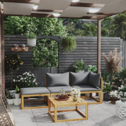 4-tlg. Garten-Lounge-Set Fernanda mit Auflagen Massivholz Akazie