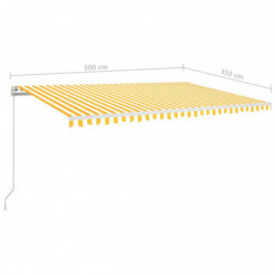 Automatische Markise mit LED & Windsensor 500x350 cm Gelb/Weiß