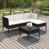 5-tlg. Garten-Lounge-Set Heino mit Auflagen Poly Rattan Schwarz