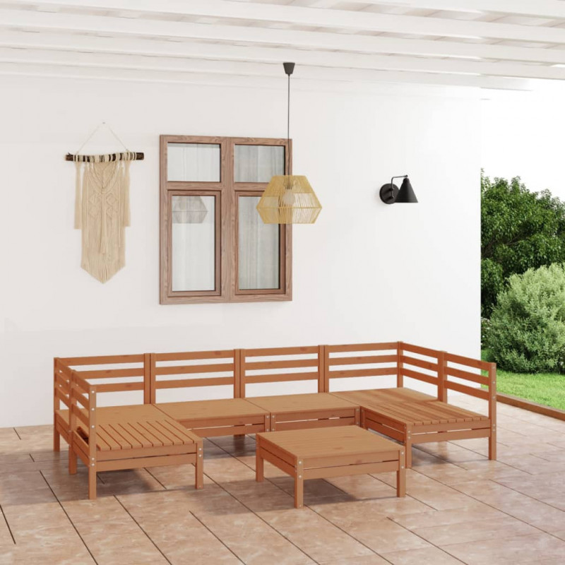 7-tlg. Garten-Lounge-Set Olivia Honigbraun Massivholz Kiefer