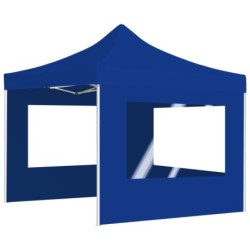 Profi-Partyzelt Faltbar mit Wänden Aluminium 3x3 m Blau